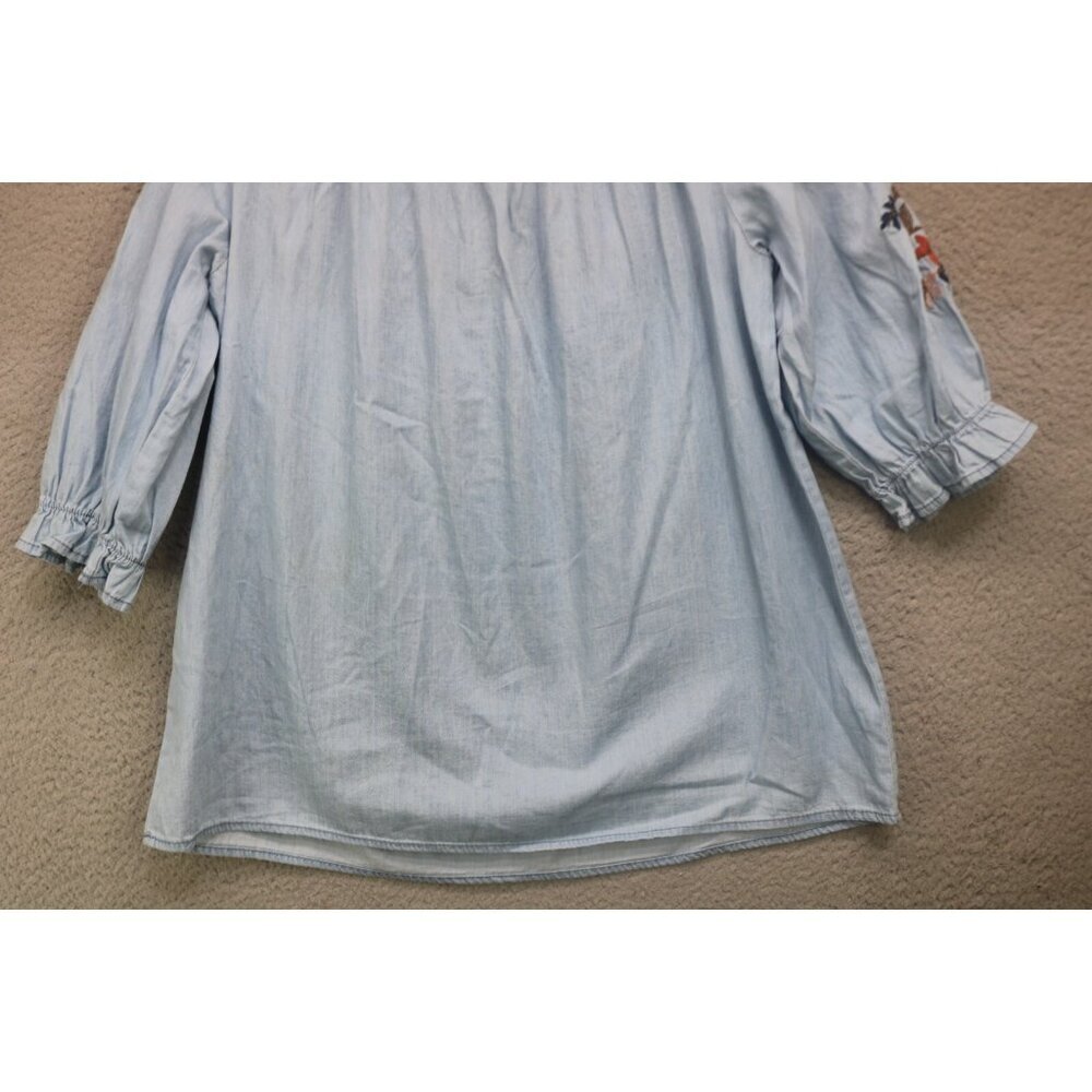 August Winds 3/4 Sleeve Embroidered Floral Top-Small-Cottagecore-BOHO - Picture 10 of 10